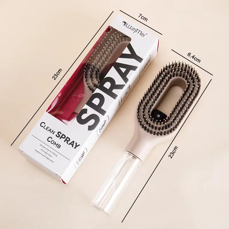2In1 Sprayer Comb Soft Scalp Massage Nylon Bristles Hairbrush with Spray Bottle for Essential Oil Water Hair Styling Tools
