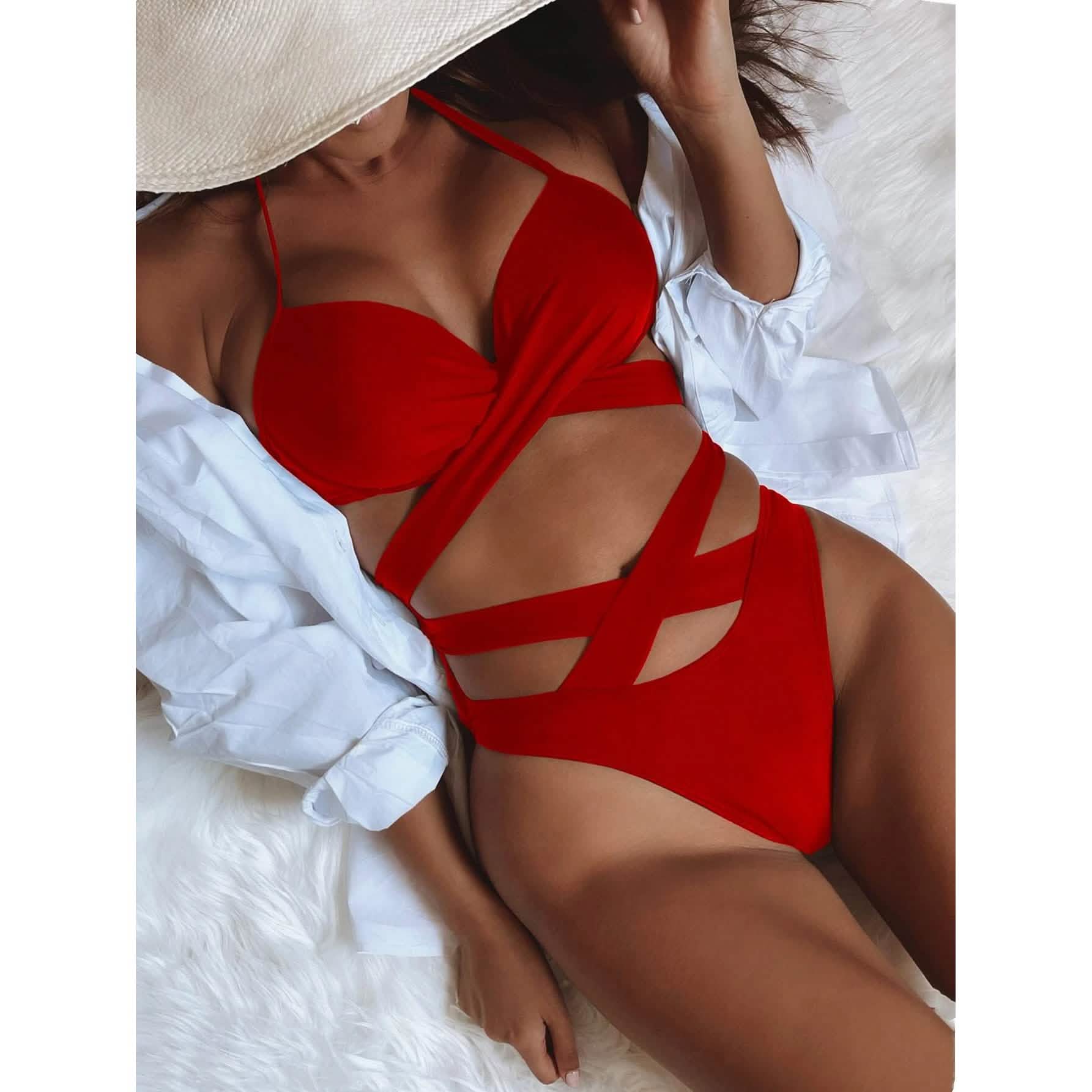 Criss Cross Wrap Push Up Bikini Swimsuit